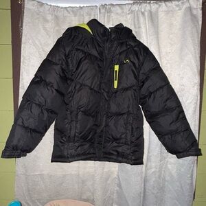 Stylish Black and Green Kids Puffer Jacket